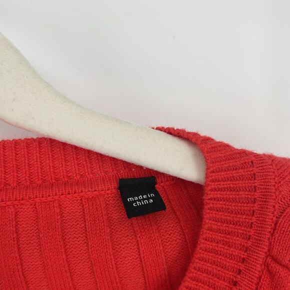 Cabi Flare Trumpet Sleeve Ribbed Cardigan Sweater Orange Red XS 5285 Top 90s Y2K - Picture 11 of 14